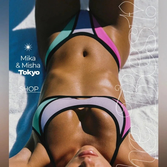 NWT OneOne Swimwear Bikini Set Cute New Tokyo Mika Misha Swimsuit Neon - Picture 6 of 17